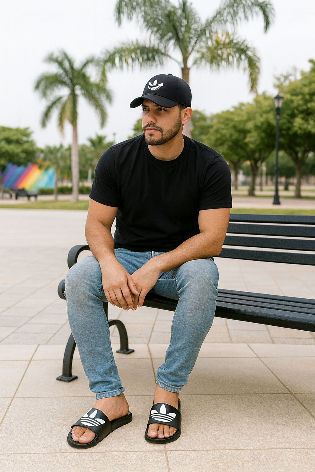 COMBO ADIDAS EXCLUSIVO SANDALIAS + GORRA IMPORTADA