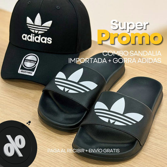 COMBO ADIDAS EXCLUSIVO SANDALIAS + GORRA IMPORTADA